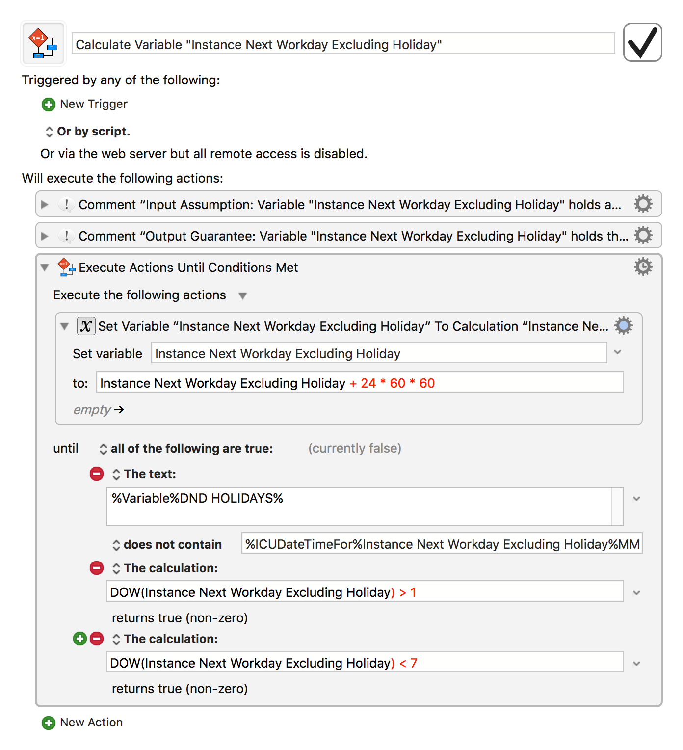 KeyboardMaestro "Calculate Next
Workday"
